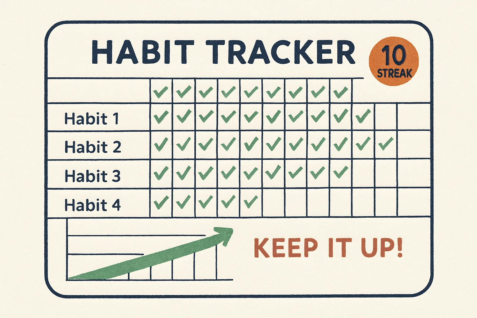 A habit tracker or calendar with checkmarks